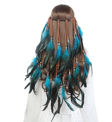 Bohemian Feather Headbands Hair Drape, Headress
