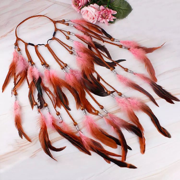 Bohemian Feather Headbands Hair Drape, Headress
