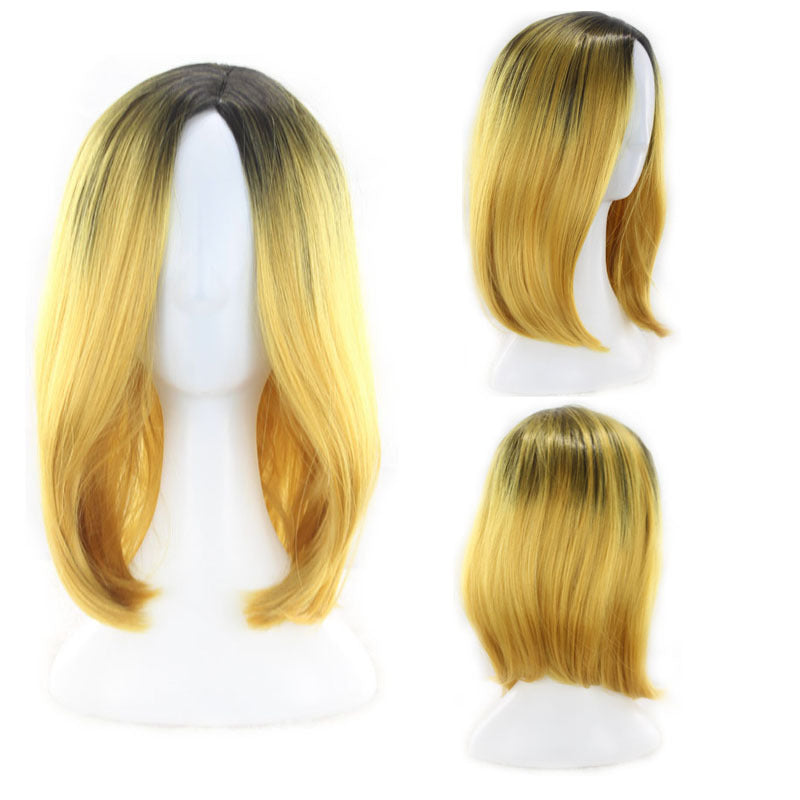 Women"s short straight hair gradient Bob Wig