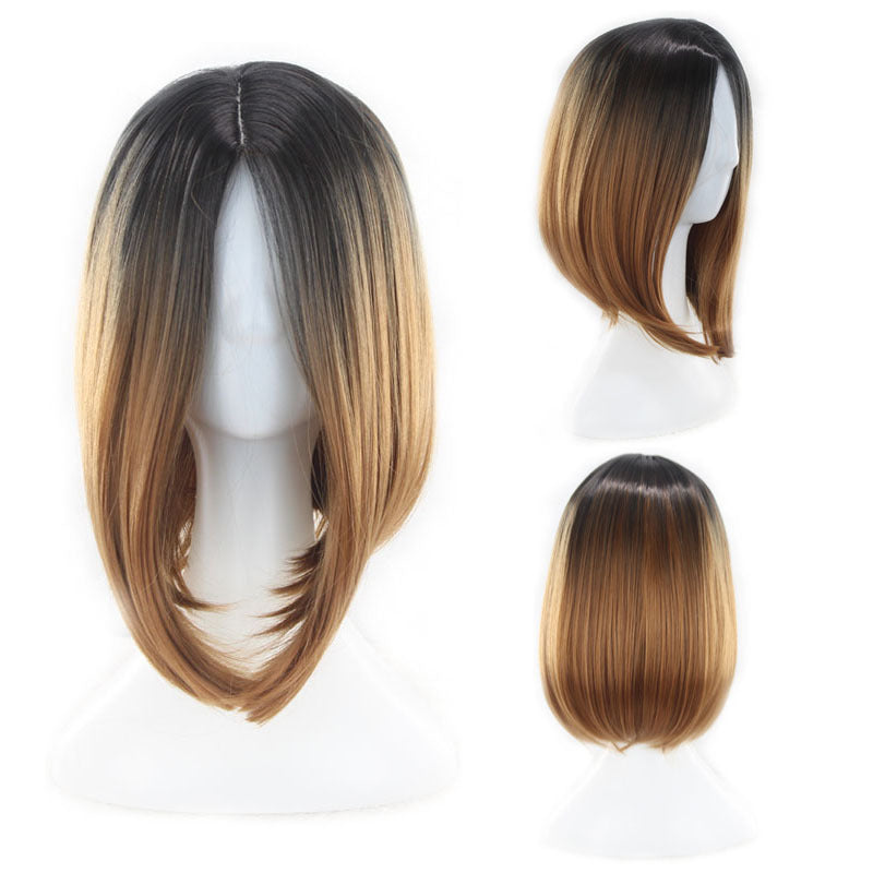 Women"s short straight hair gradient Bob Wig