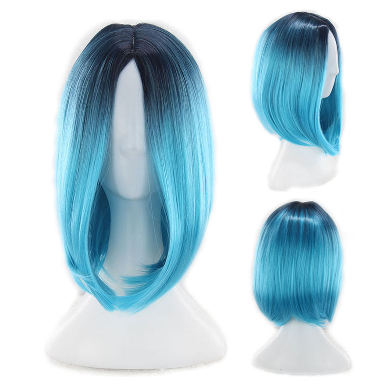 Women"s short straight hair gradient Bob Wig