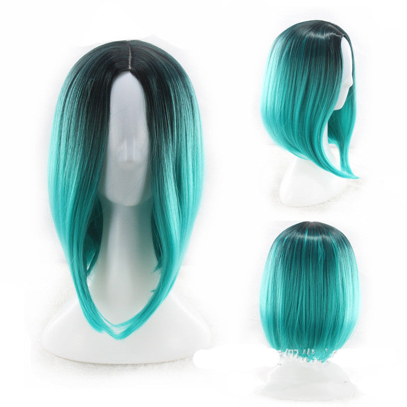 Women"s short straight hair gradient Bob Wig