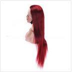 Full-head Red Long Straight Lace Human Wig