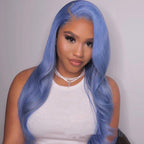 13x4 Lace Front Human Hair Wig – Ice Blue Glam