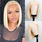 Blonde Bob Wig Short Straight Human Hair Wig