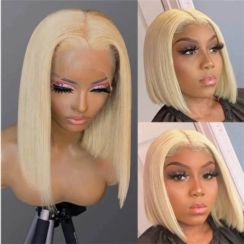 Blonde Bob Wig Short Straight Human Hair Wig