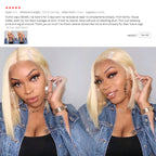 Blonde Bob Wig Short Straight Human Hair Wig