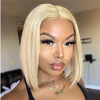 Blonde Bob Wig Short Straight Human Hair Wig