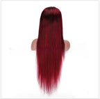 Full-head Red Long Straight Lace Human Wig