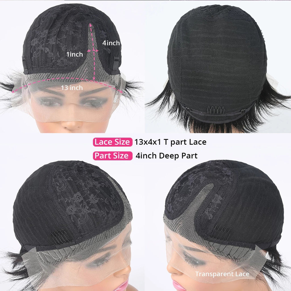 Human Hair Lace Head Cover Short Wig