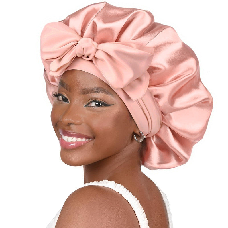 Silk Bonnet For Sleeping Women Satin Bonnet Double Layer Satin Lined Hair Bonnet With Tie Band Curly Hair
