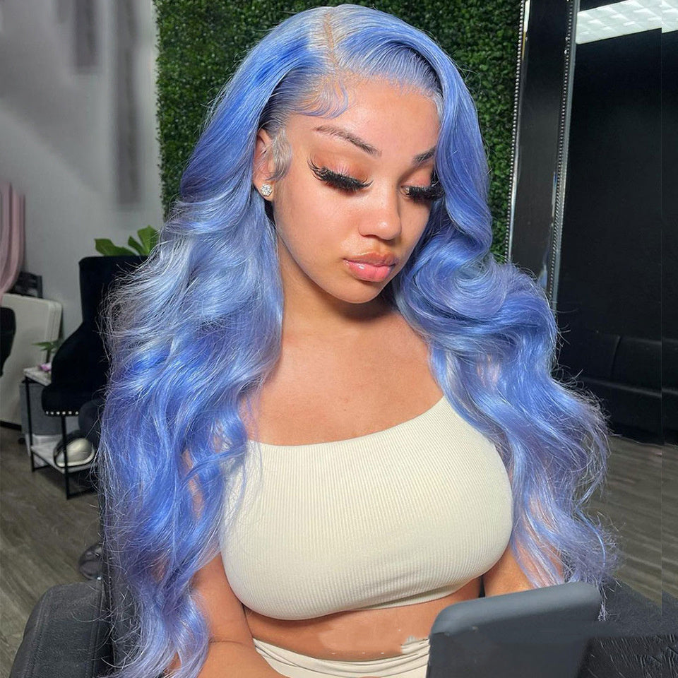 13x4 Lace Front Human Hair Wig – Ice Blue Glam