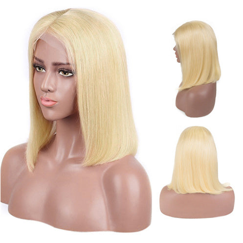 Blonde Bob Wig Short Straight Human Hair Wig
